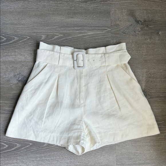 Veronica Beard Ashford Belted High Waist Linen Blend Shorts 8 - Picture 2 of 13